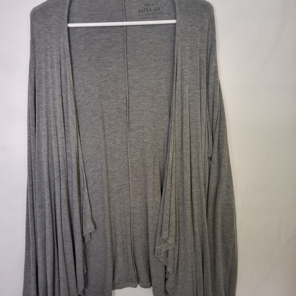 Torrid Heather Gray Open Soft Jersey Knit Cardigan